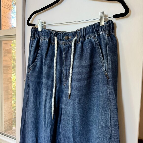 New Anthropologie Pilcro Adi Mid Rise Wide Leg Flare Drawstring Jeans Medium - Picture 3 of 9